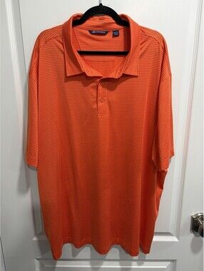 Cutter & Buck Men’s Polo Shirt Size 3XL Big 3XLB Orange Pinstripe